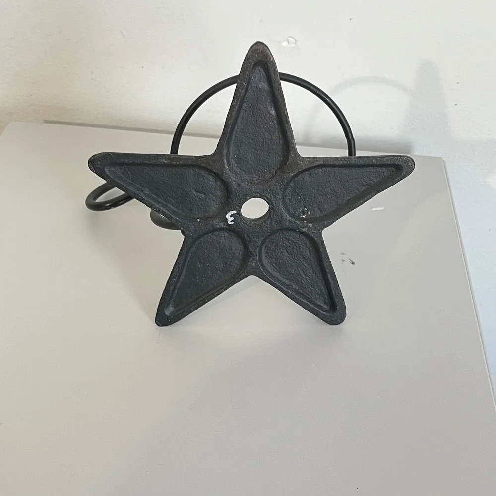 Vintage Cast Iron Star Candle‎ Holder Rustic Black Metal Pillar Candle Stand